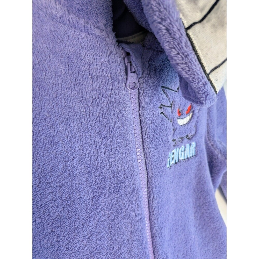 Boys Gengar Pokemon Hood Fleece Bodysuit Kids 5-6 (Fits A Little Small) Pajamas - Picture 7 of 14